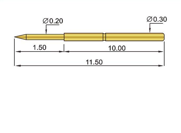Gold Plated Brass Barrel Spring Test Probe with 1.50mm Full Stroke and 50mΩ Max Contact Resistance for ICT Testing