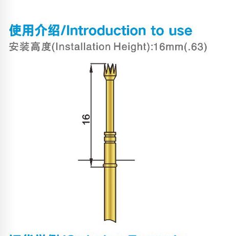 اندازه های سفارشی سُند تست بهار فولاد ضد زنگ با پلنگر BeCu/SK4 برای کاربردهای ICT